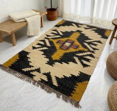 Vintage Handcrafted Multicolor Jute Dhurrie For Living